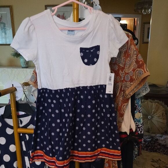 Old Navy White and Cream Casual Sundress Short Sleeve - Picture 4 of 4